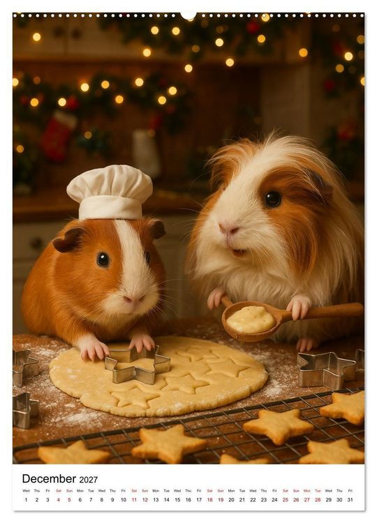 Produktbild: Guinea Pigs Cozy Moments (High Quality Premium Wall Calendar 2027 DIN A2 portrait),CALVENDO 12 Month Wall Calendar