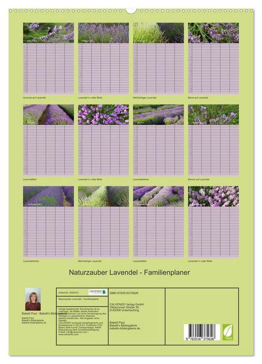Produktbild: Naturzauber Lavendel - Familienplaner (hochwertiger Premium Wandkalender 2026 DIN A2 hoch), Kunstdruck in Hochglanz