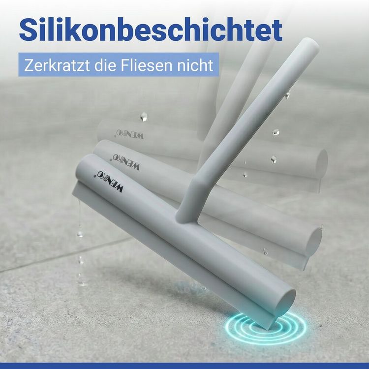 Produktbild: Duschabzieher Mod. Mola Grau, aus Edelstahl, ummantelt mit Silikon