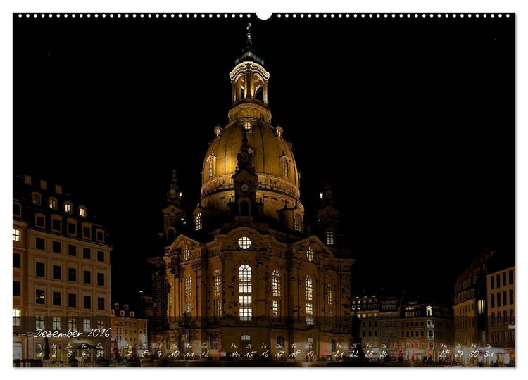 Produktbild: Nachts in Dresden (hochwertiger Premium Wandkalender 2026 DIN A2 quer), Kunstdruck in Hochglanz
