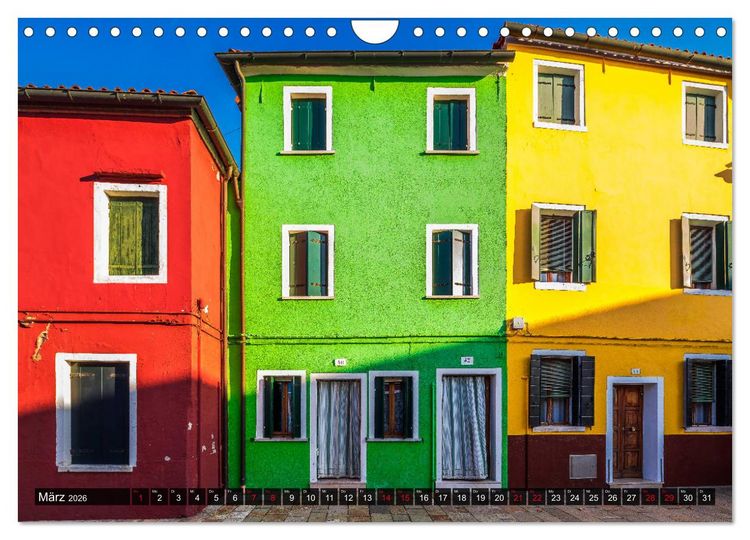 Produktbild: Burano - Die Insel der bunten H&auml;user (Wandkalender 2026 DIN A4 quer), CALVENDO Monatskalender