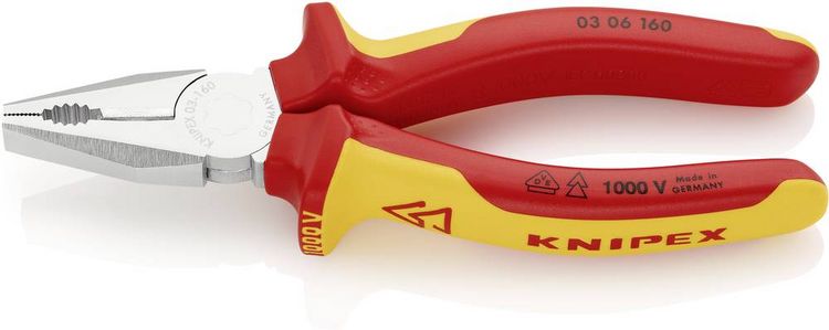 Produktbild: Knipex 03 06 160 VDE Kombizange 160mm DIN ISO 5746, DIN EN 60900