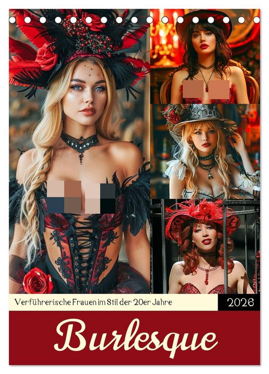 Produktbild: Burlesque. Verf&uuml;hrerische Frauen im Stil der 20er Jahre (Tischkalender 2026 DIN A5 hoch), CALVENDO Monatskalender