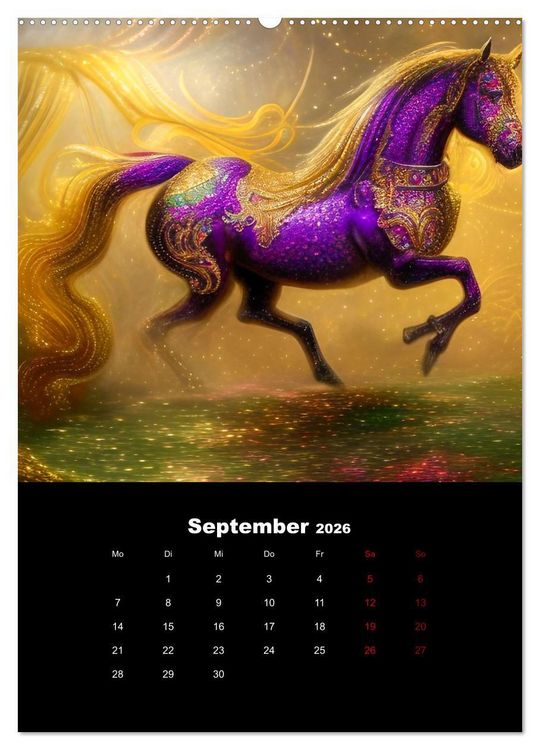 Produktbild: Pferde im goldenen Kleid (Wandkalender 2026 DIN A2 hoch), CALVENDO Monatskalender