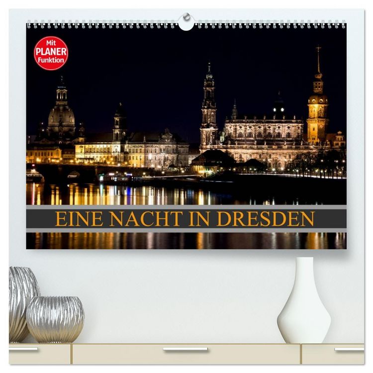 Produktbild: Eine Nacht in Dresden (hochwertiger Premium Wandkalender 2026 DIN A2 quer), Kunstdruck in Hochglanz