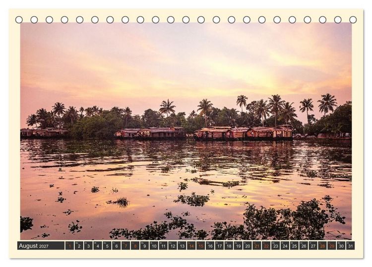 Produktbild: Kerala Backwaters - mit dem Hausboot durch die tropische Wasserwelt (Tischkalender 2027 DIN A5 quer), CALVENDO Monatskalender