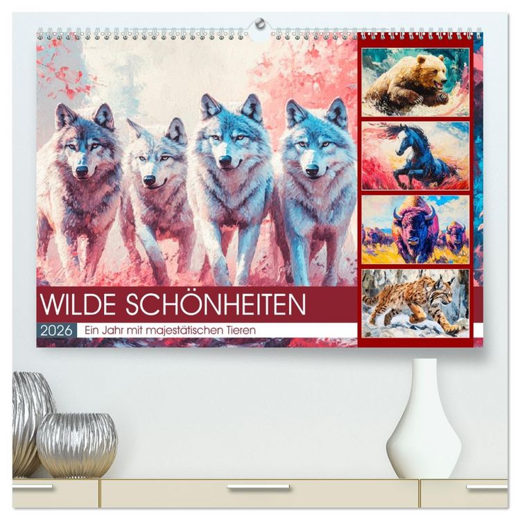 Produktbild: Wilde Sch&ouml;nheiten. Ein Jahr mit majest&auml;tischen Tieren (hochwertiger Premium Wandkalender 2026 DIN A2 quer), Kunstdruck in Hochglanz