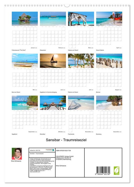 Produktbild: Sansibar - Traumreiseziel (hochwertiger Premium Wandkalender 2026 DIN A2 hoch), Kunstdruck in Hochglanz