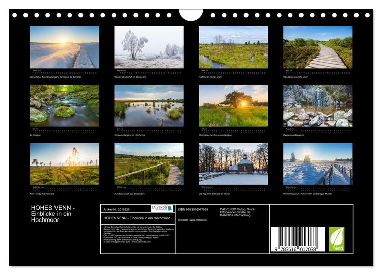 Produktbild: HOHES VENN - Einblicke in ein Hochmoor (Wandkalender 2026 DIN A4 quer), CALVENDO Monatskalender