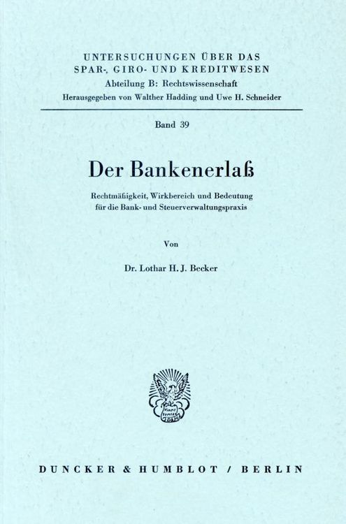 Produktbild: Der Bankenerla&szlig;.