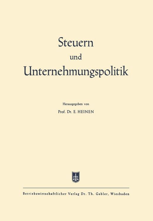 Produktbild: Steuern und Unternehmungspolitik
