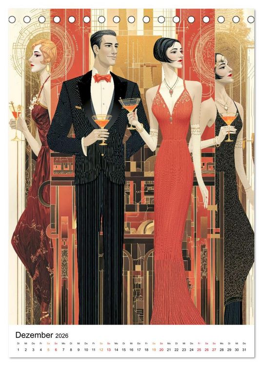 Produktbild: Art Deco - Glamour, Geometrie und Goldstaub (Tischkalender 2026 DIN A5 hoch), CALVENDO Monatskalender