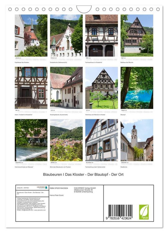 Produktbild: Blaubeuren I Das Kloster - Der Blautopf - Der Ort (Wandkalender 2026 DIN A4 hoch), CALVENDO Monatskalender