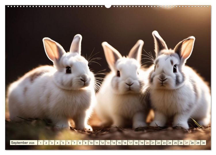 Produktbild: M&uuml;mmelm&auml;nner - Goldige Kaninchen (hochwertiger Premium Wandkalender 2026 DIN A2 quer), Kunstdruck in Hochglanz