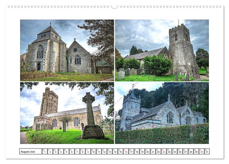 Produktbild: Trutzig und Wehrhaft - Englands Kirchen (hochwertiger Premium Wandkalender 2026 DIN A2 quer), Kunstdruck in Hochglanz