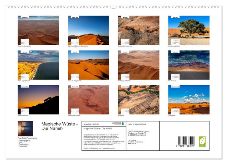 Produktbild: Magische W&uuml;ste - Die Namib (hochwertiger Premium Wandkalender 2026 DIN A2 quer), Kunstdruck in Hochglanz