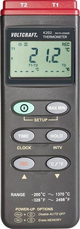 Produktbild: VOLTCRAFT K202 Temperatur-Messger&auml;t -200 - +1370&deg;C F&uuml;hler-Typ K Datenlogger-Funktion