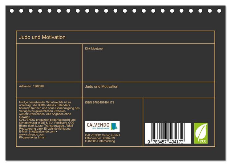 Produktbild: Judo und Motivation (Tischkalender 2026 DIN A5 quer), CALVENDO Monatskalender