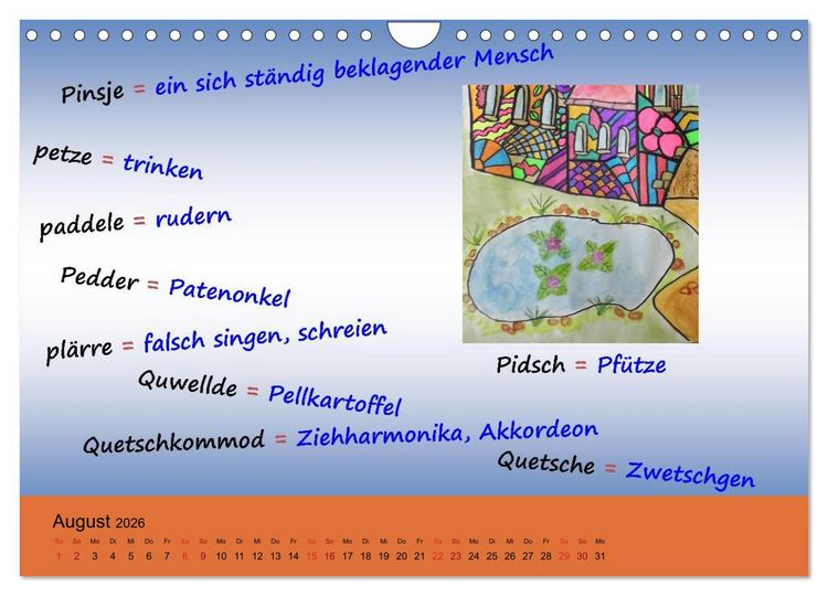 Produktbild: De Hessisch-Kalenner - hessisch babbele lerne in aam Johr (Wandkalender 2026 DIN A4 quer), CALVENDO Monatskalender