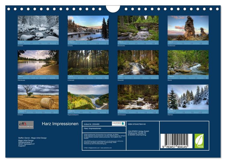 Produktbild: Harz Impressionen (Wandkalender 2026 DIN A4 quer), CALVENDO Monatskalender