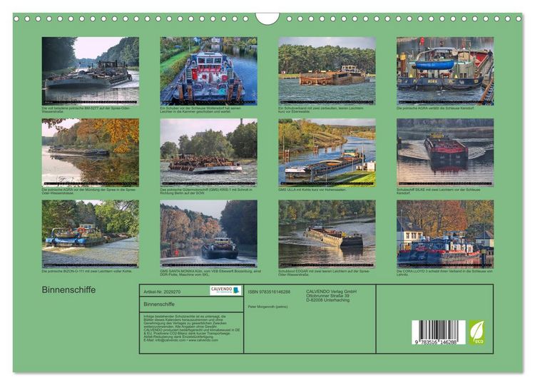 Produktbild: Binnenschiffe (Wandkalender 2026 DIN A3 quer), CALVENDO Monatskalender