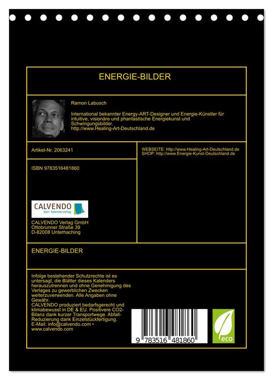 Produktbild: ENERGIE-BILDER (Tischkalender 2026 DIN A5 hoch), CALVENDO Monatskalender