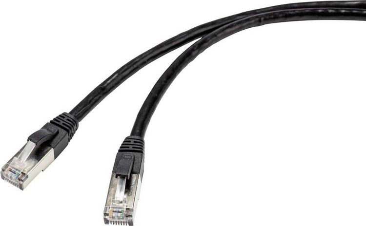 Produktbild: Renkforce RF-4538208 RJ45 Patchkabel CAT 6a S/FTP 60.00 m Schwarz f&uuml;r Au&szlig;enbereich geeignet 1 St.
