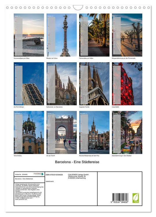 Produktbild: Barcelona - Eine St&auml;dtereise (Wandkalender 2026 DIN A3 hoch), CALVENDO Monatskalender