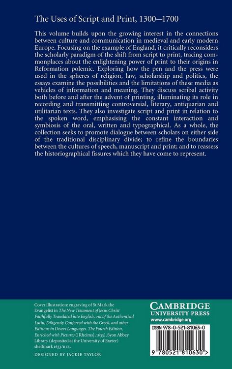 Produktbild: The Uses of Script and Print, 1300-1700