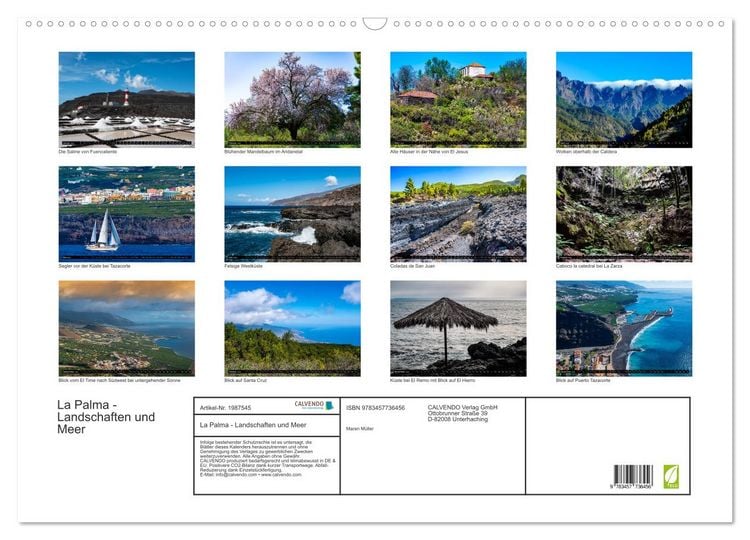Produktbild: La Palma - Landschaften und Meer (Wandkalender 2026 DIN A2 quer), CALVENDO Monatskalender