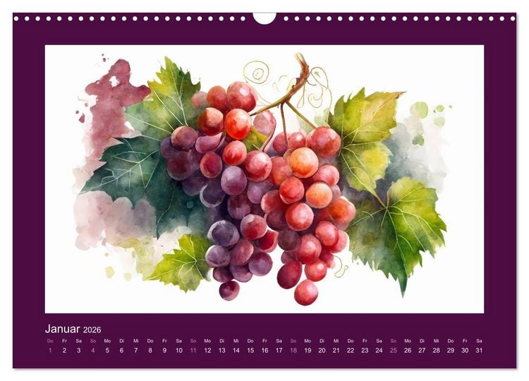 Produktbild: Fr&uuml;chte in Wasserfarben - Fruchtige KI-Kunst f&uuml;r das ganze Jahr (Wandkalender 2026 DIN A3 quer), CALVENDO Monatskalender