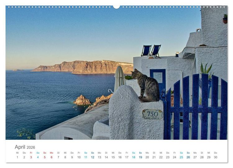 Produktbild: Santorin - Perle der Kykladen (Wandkalender 2026 DIN A2 quer), CALVENDO Monatskalender