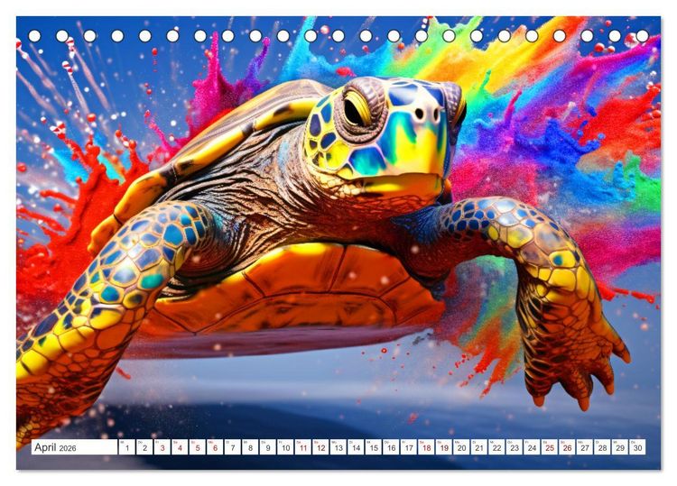 Produktbild: Farbsplash in der Tierwelt (Tischkalender 2026 DIN A5 quer), CALVENDO Monatskalender