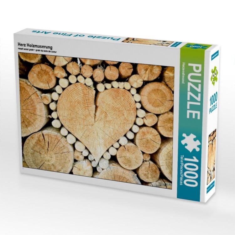 Produktbild: CALVENDO Puzzle Herz Holzmaserung | 1000 Teile Lege-Gr&ouml;&szlig;e 64 &times; 48 cm Foto-Puzzle f&uuml;r gl&uuml;ckliche Stunden