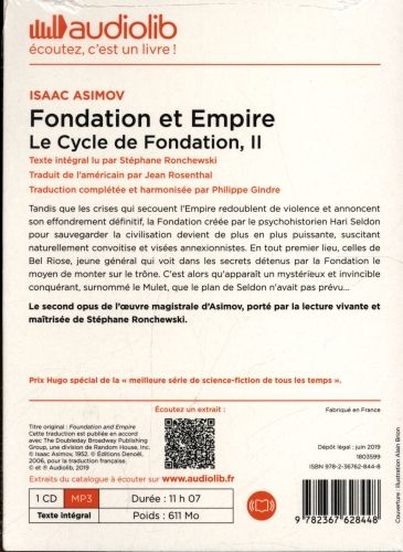 Produktbild: Le cycle de Fondation. Tome 2: Fondation et empire