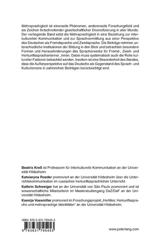 Produktbild: Mehrsprachigkeit, Interkulturelle Kommunikation, Sprachvermittlung: Internationale Perspektiven auf DaF und Herkunftssprachen