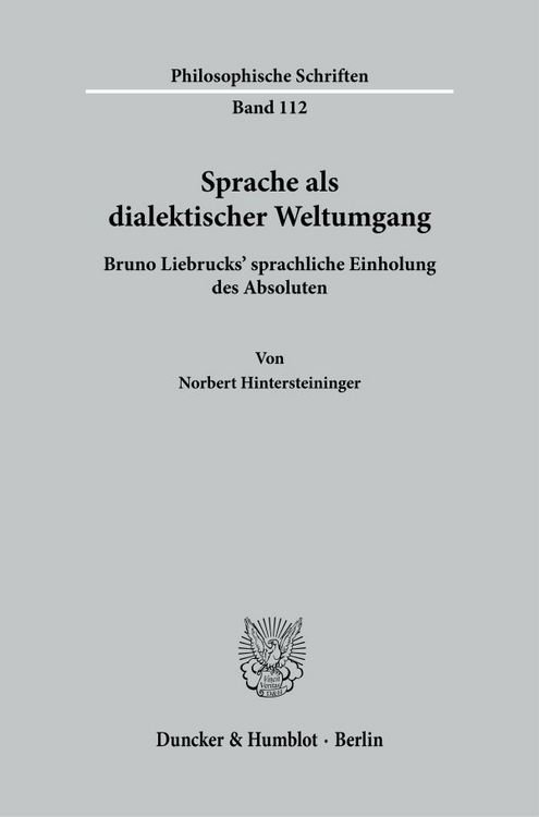 Produktbild: Sprache als dialektischer Weltumgang