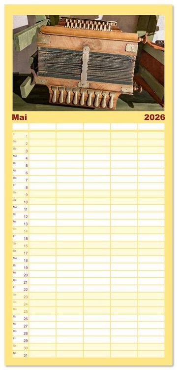 Produktbild: Familienplaner 2026 - Concertina und Bandoneon mit 5 Spalten (Wandkalender, 21 x 45 cm) CALVENDO