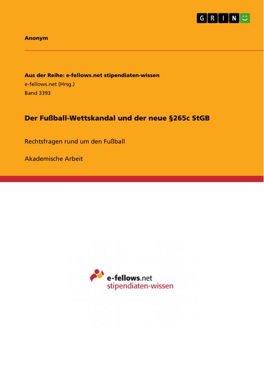 Produktbild: Der Fu&szlig;ball-Wettskandal und der neue &sect;265c StGB