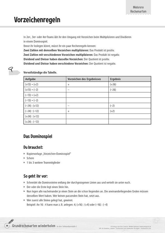 Produktbild: Grundrechenarten wiederholen in der Sekundarstufe I