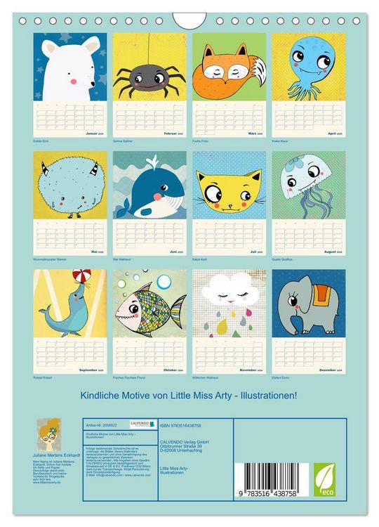 Produktbild: Kindliche Motive von Little Miss Arty - Illustrationen! (Wandkalender 2026 DIN A4 hoch), CALVENDO Monatskalender