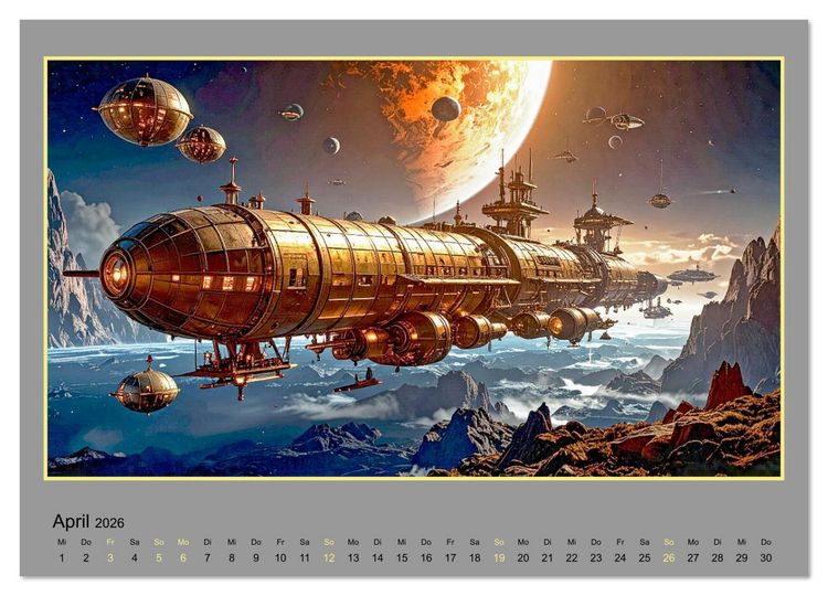 Produktbild: Steampunk-Raumfahrt (Wandkalender 2026 DIN A4 quer), CALVENDO Monatskalender
