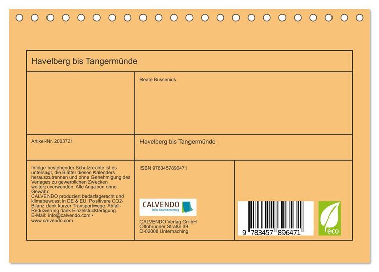 Produktbild: Havelberg bis Tangerm&uuml;nde (Tischkalender 2026 DIN A5 quer), CALVENDO Monatskalender