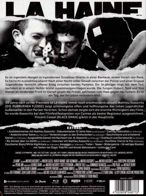 Produktbild: La Haine - Hass - Mediabook (4K Ultra HD+2 Blu-ray)