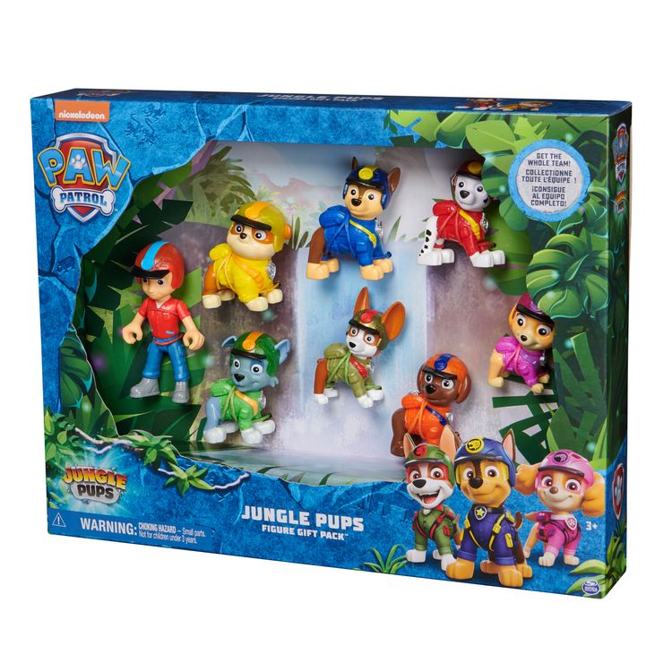 Produktbild: PAW Patrol Jungle Pups &ndash; Spielfiguren-Geschenkset mit 7 Hundefiguren und 1 Ryderfigur zum Sammeln, ab 3 Jahren
