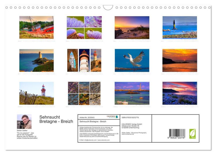 Produktbild: Sehnsucht Bretagne - Breizh (Wandkalender 2026 DIN A3 quer), CALVENDO Monatskalender