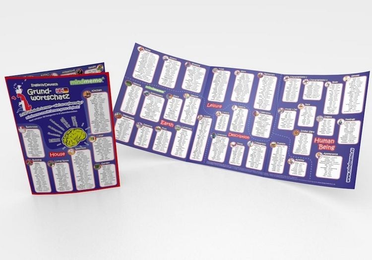 Produktbild: mindmemo Lernfolder - Grundwortschatz Englisch / Deutsch - 1100 Vokabeln lernen leicht gemacht