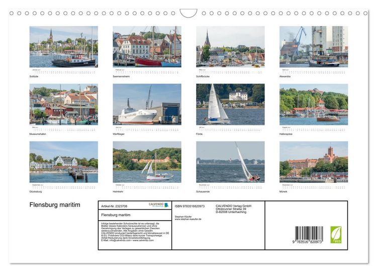 Produktbild: Flensburg maritim (Wandkalender 2027 DIN A3 quer), CALVENDO Monatskalender