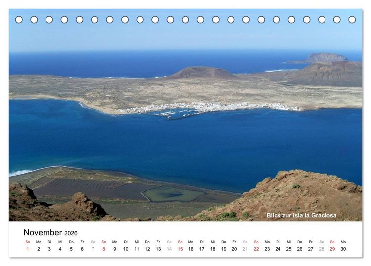Produktbild: Die Canarischen Inseln - Lanzarote (Tischkalender 2026 DIN A5 quer), CALVENDO Monatskalender