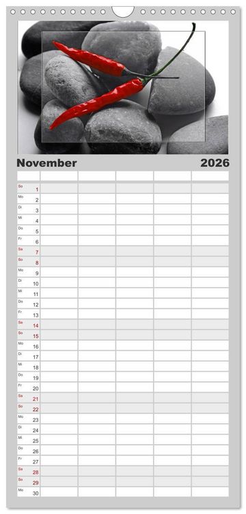 Produktbild: Familienplaner 2026 - Hot Chili K&uuml;chen Kalender mit 5 Spalten (Wandkalender, 21 x 45 cm) CALVENDO